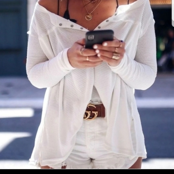 Free People Tops - Free people kai button up waffle knit thermal